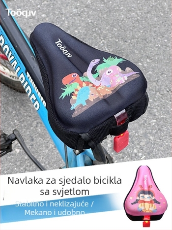 Navlaka za dječje sjedalo na biciklu s stražnjom svjetlošću, mekani silikonski jastučić, debeli udoban za kolica
