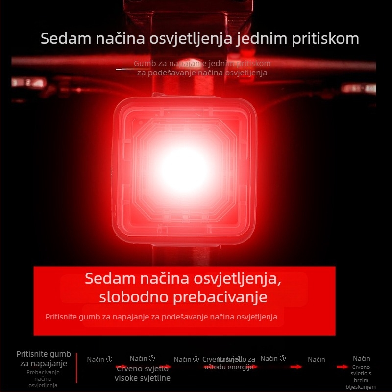 Set prednjih i stražnjih svjetala za bicikl, svjetla visoke svjetline za sigurnost, USB-priključna vodootporna svjetla za vožnju biciklom, dodaci za bicikl
