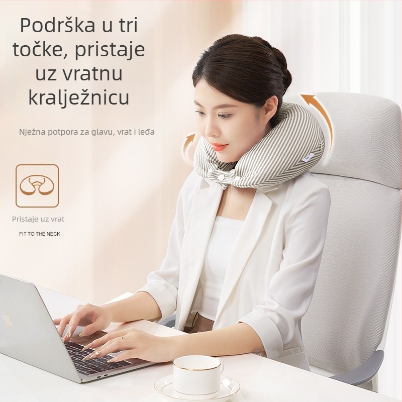 Jastuk za vrat u obliku U od tajlandskog lateksa za putovanja i spavanje u avionu