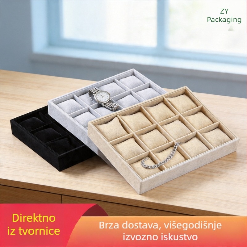Flanelni pladanj za izlaganje satova i nakita, s 12 pretinaca