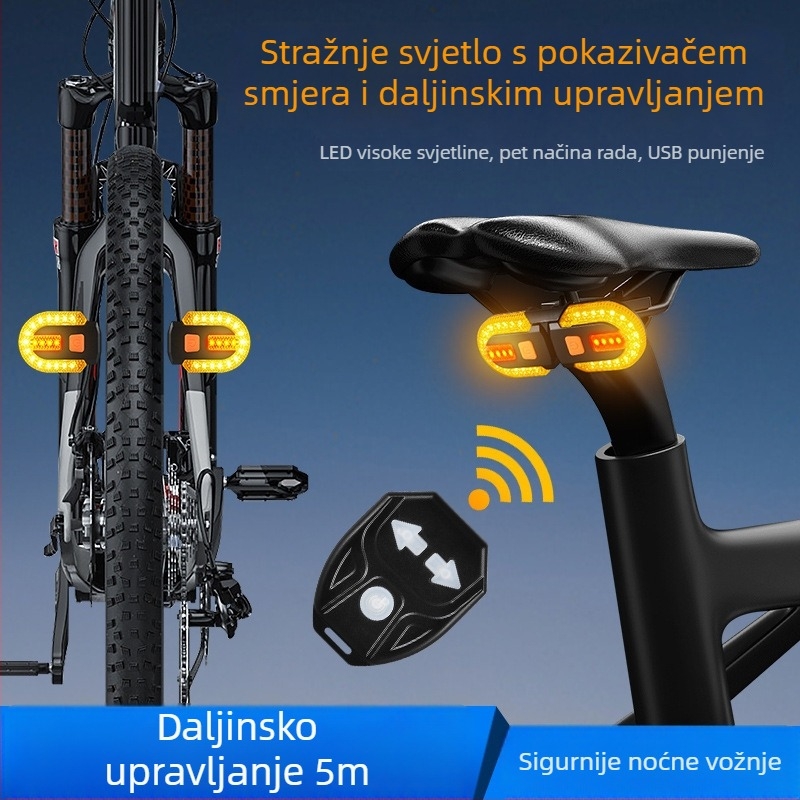Zadnja svjetiljka za brdski bicikl s bežičnim daljinskim upravljanjem, odvojiva, za noćnu vožnju