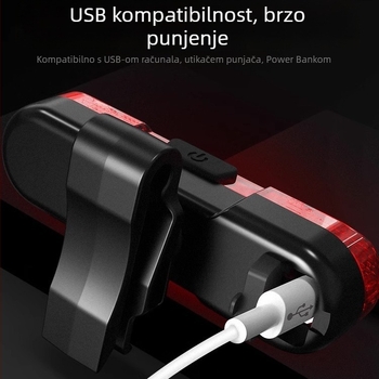 USB punjiva stražnja svjetiljka za bicikl, svjetlo za noćnu vožnju, visokointenzivno upozoravajuće svjetlo