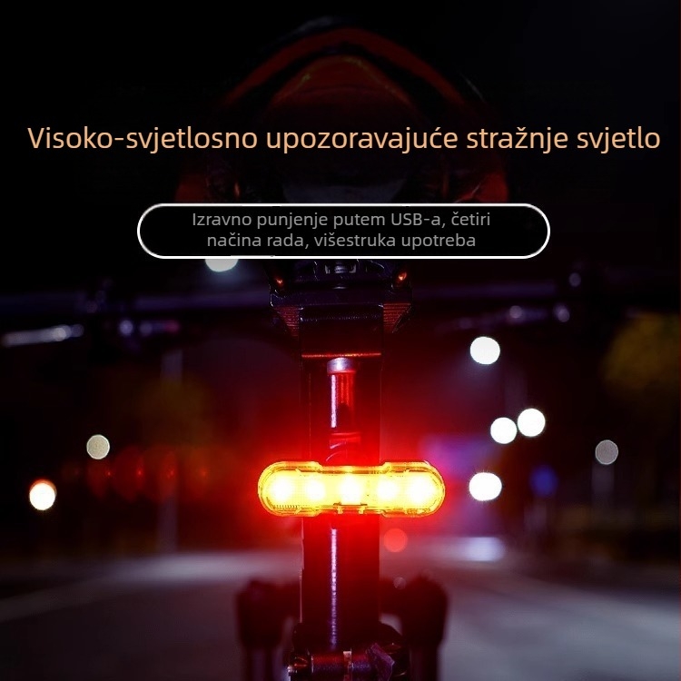 USB punjiva stražnja svjetiljka za bicikl, svjetlo za noćnu vožnju, visokointenzivno upozoravajuće svjetlo