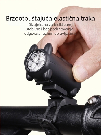 Prednje svjetlo za bicikl s višefunkcionalnim klaksonom, vodootporno, USB-C, svjetlo s mačjim motivom za planinske i gradske bicikle