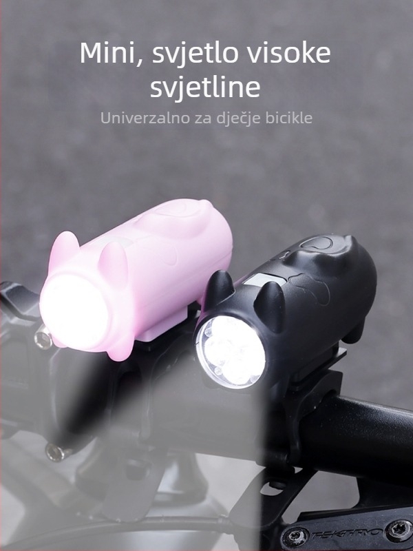 Prednje svjetlo za bicikl s višefunkcionalnim klaksonom, vodootporno, USB-C, svjetlo s mačjim motivom za planinske i gradske bicikle