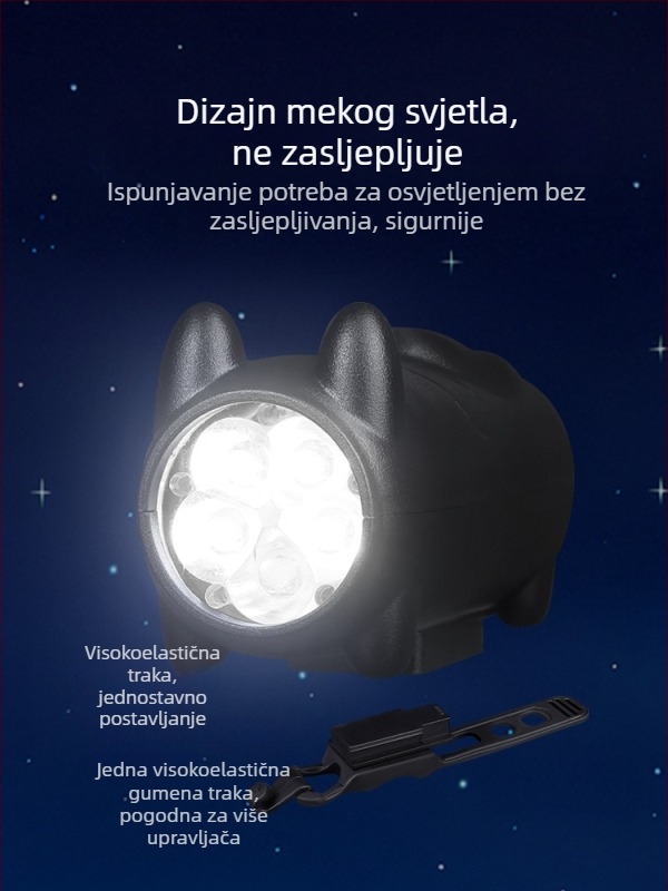 Prednje svjetlo za bicikl s višefunkcionalnim klaksonom, vodootporno, USB-C, svjetlo s mačjim motivom za planinske i gradske bicikle