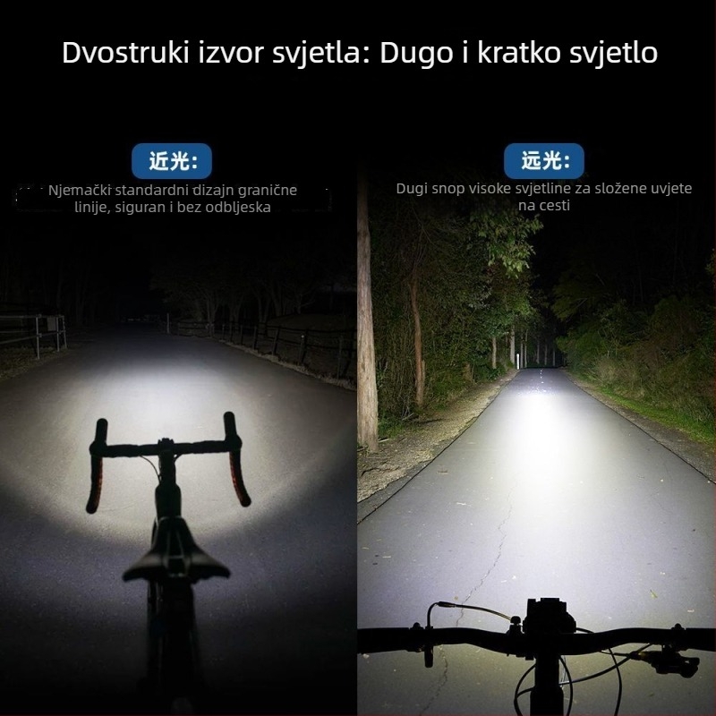 Prednje svjetlo za bicikl 1600 lumena za noćnu vožnju – cestovni i planinski bicikl, visoka svjetlost