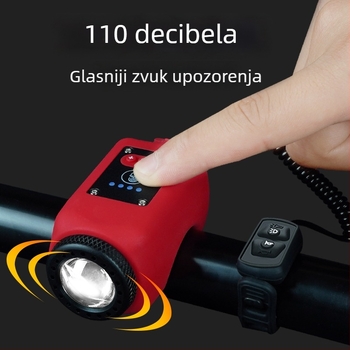 Prednje svjetlo za bicikl s dodirnim upravljanjem, punjivo, visoka svjetlina i glasni zvon za noćnu vožnju