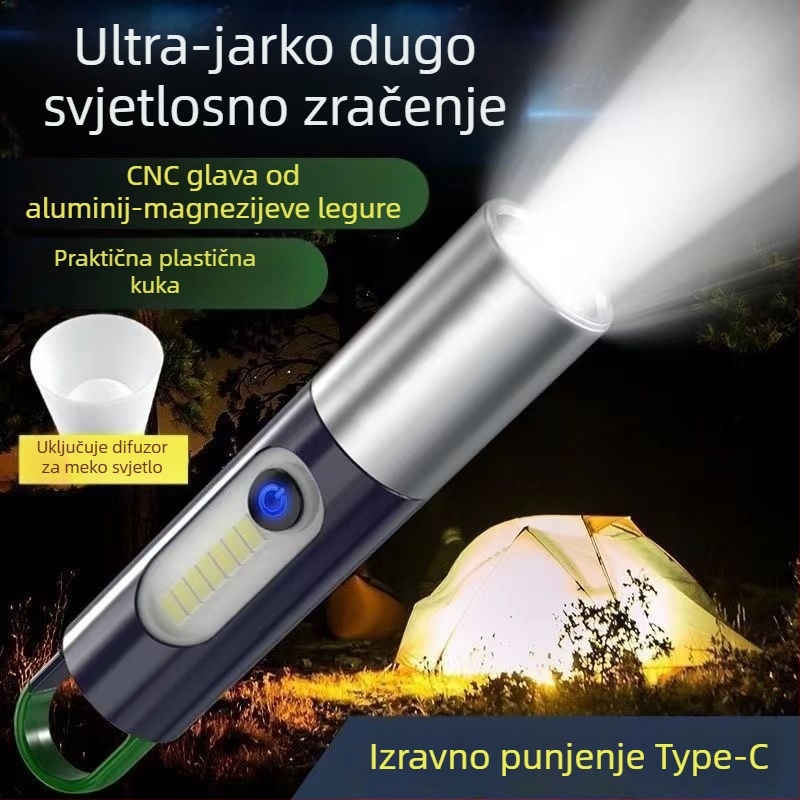 Prijenosna mini kamping LED svjetiljka s ultrajasnim svjetlom i dugim dometom za vanjsku upotrebu