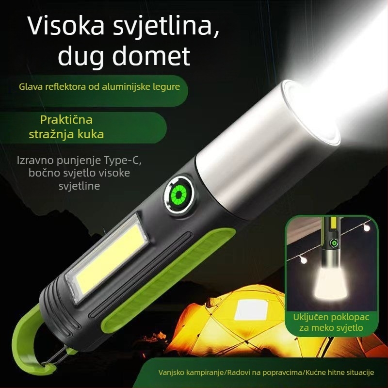 Prijenosna mini kamping LED svjetiljka s ultrajasnim svjetlom i dugim dometom za vanjsku upotrebu