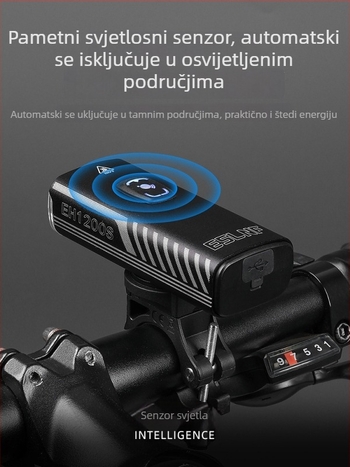 Eslnf Biciklističko svjetlo s konstantnim strujom, senzorom svjetla, prednje svjetlo visoke svjetline za noćnu vožnju