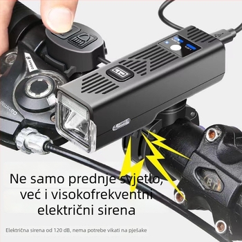 Punojiva prednja svjetiljka za bicikl s visokou LED-om i ugrađenim sirenom za noćnu vožnju po planinama.