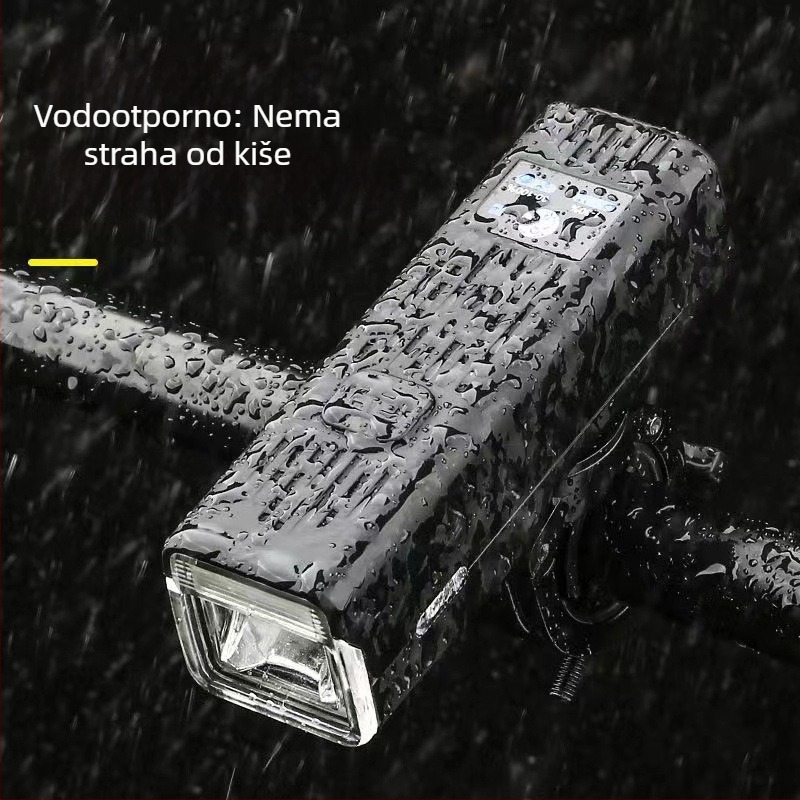 Punojiva prednja svjetiljka za bicikl s visokou LED-om i ugrađenim sirenom za noćnu vožnju po planinama.