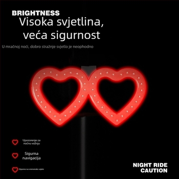 Noćna stražnja svjetiljka za bicikl sa dizajnom srca – visoka vidljivost i sigurnosni indikator za planinske bicikle