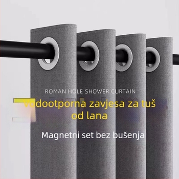 Set zavjesa za tuširanje, montaža bez bušenja, pregrada za kupaonicu, vodootporna tkanina, otporna na plijesan, debeli vodootporni zavjesa