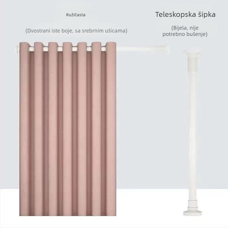 Set zavjesa za tuširanje, montaža bez bušenja, pregrada za kupaonicu, vodootporna tkanina, otporna na plijesan, debeli vodootporni zavjesa