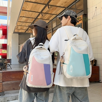 Ruksak u stilu japanskog kampusa, velika zapremina 20–35 L, za učenike, pogodan za 16-inčni prijenosnik, najlon, podstava od poliestera, uzorak s blokovima boja