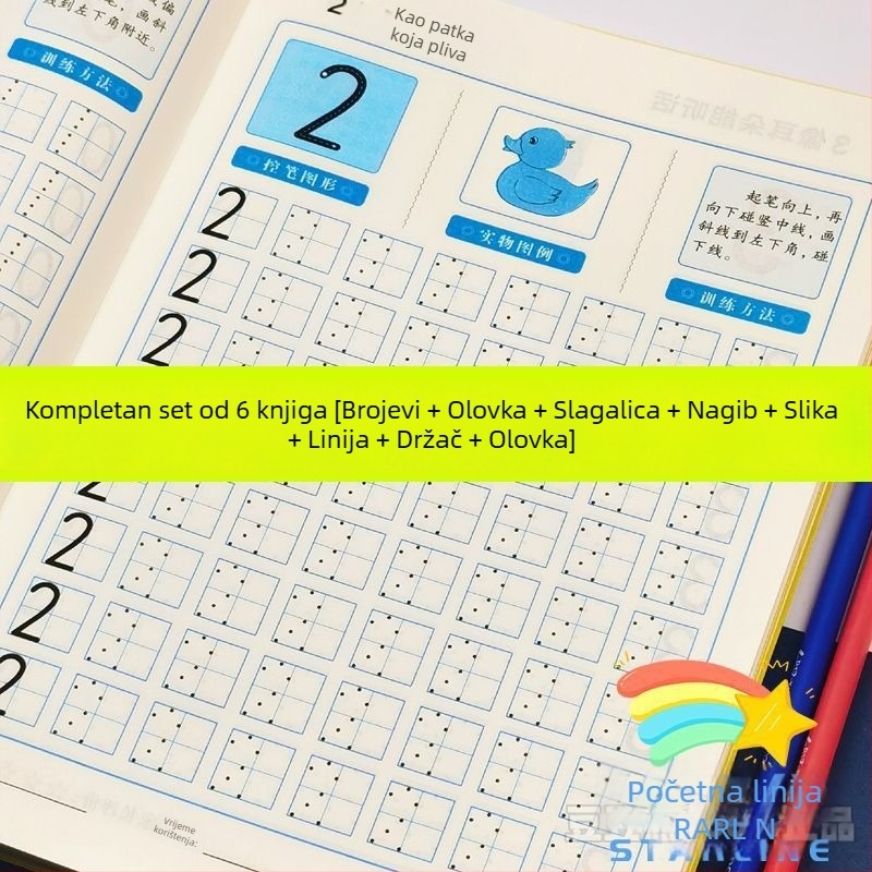 Pisanje Pinyin-a i brojeva za djecu: vježba kontrole olovke uz točkovnu mrežu i vježbe radikala