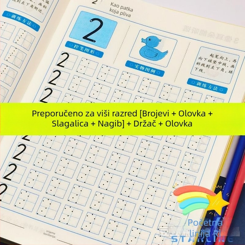 Pisanje Pinyin-a i brojeva za djecu: vježba kontrole olovke uz točkovnu mrežu i vježbe radikala