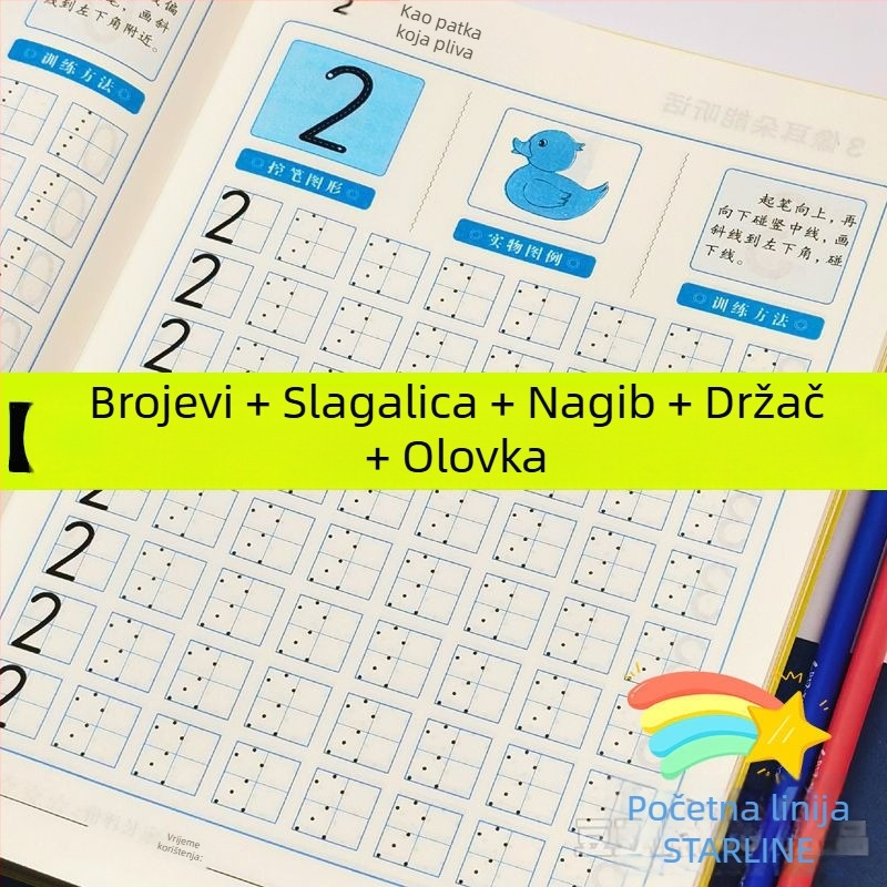 Pisanje Pinyin-a i brojeva za djecu: vježba kontrole olovke uz točkovnu mrežu i vježbe radikala