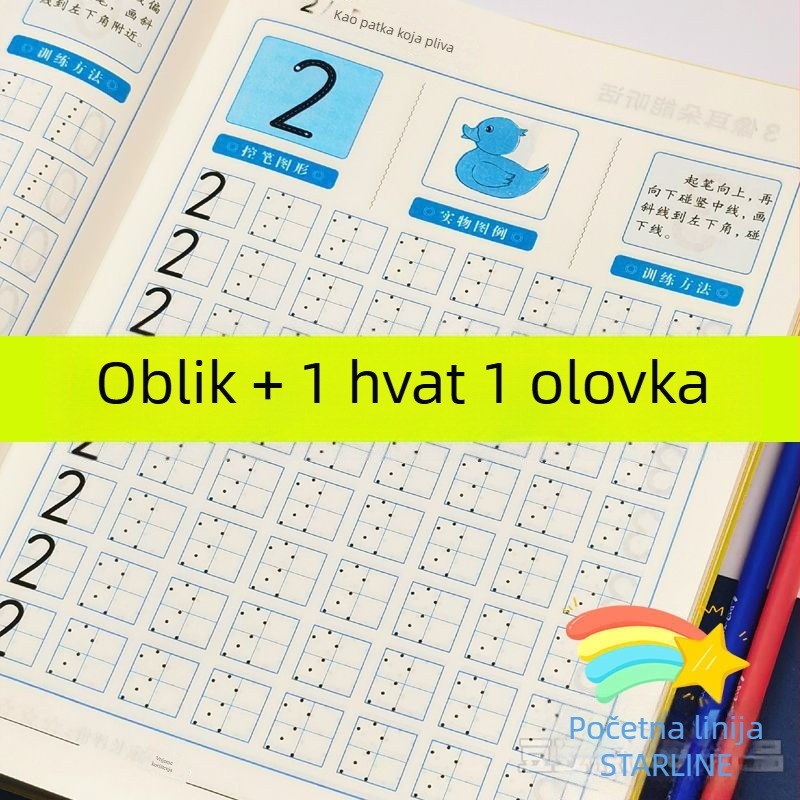 Pisanje Pinyin-a i brojeva za djecu: vježba kontrole olovke uz točkovnu mrežu i vježbe radikala