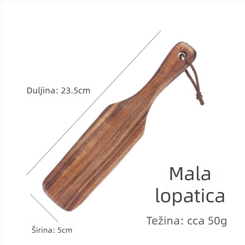 Set špatula od tikova drveta: spatula za steak, spatula za pizzu, kuhinjska spatula i spatula za miješanje krema i salate