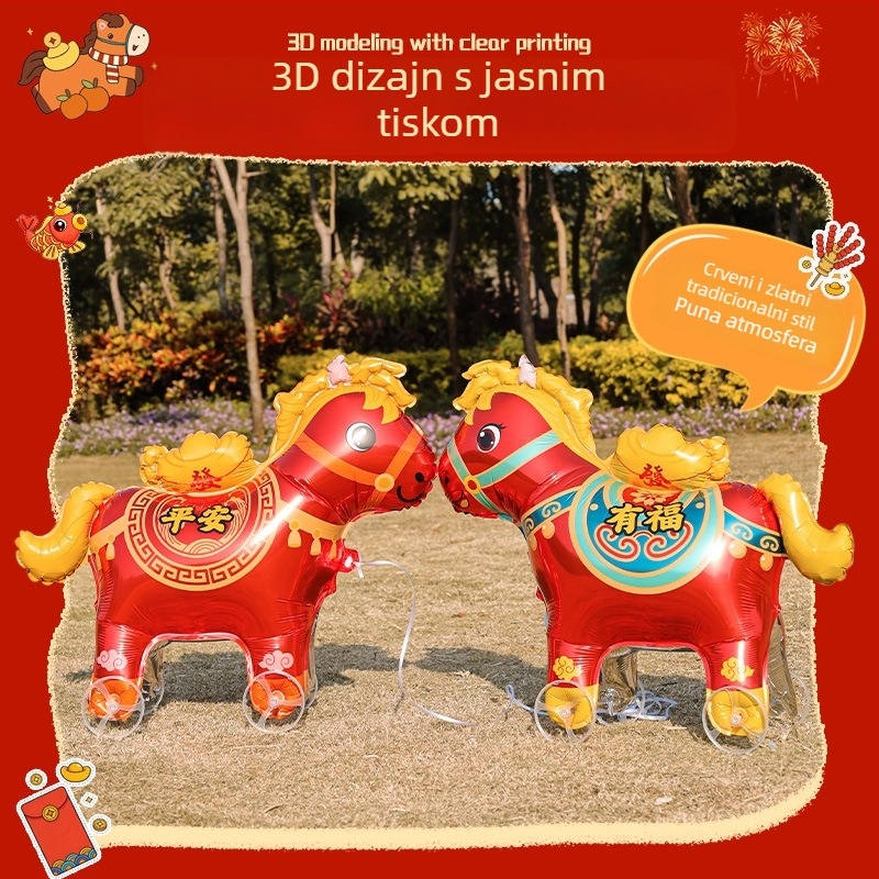 Balon u obliku ponija s kotačićima, koji hoda i stoji, model 2026, dječja igračka, 18 inča