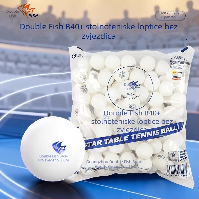 Double Fish lopte za stolni tenis, paket od 100 komada, u vrećici, za trening i natjecanja, visoka elastičnost, bez logotipa