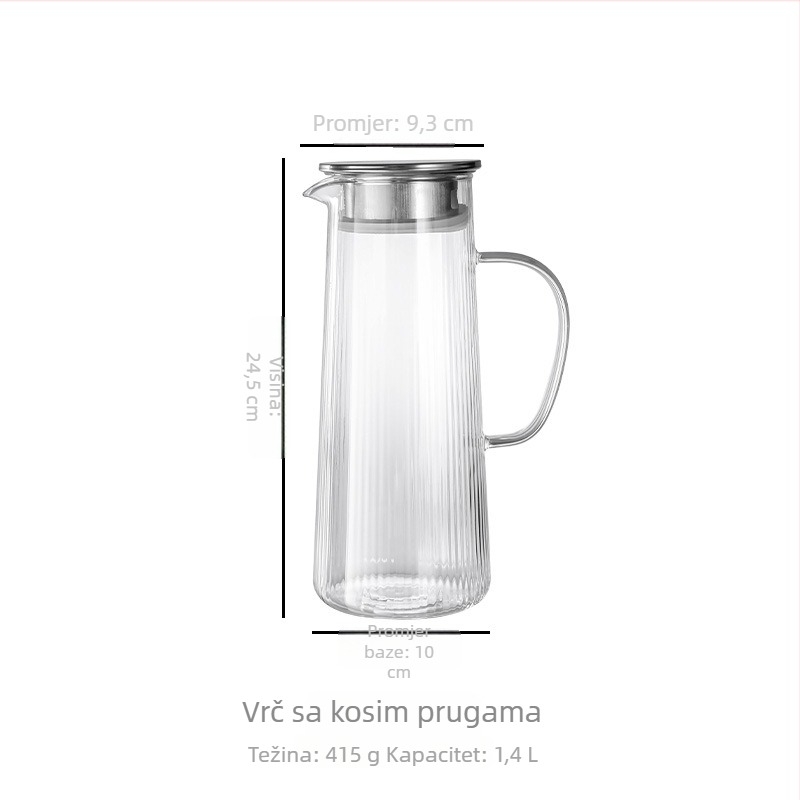 Staklena kanica za hladnu vodu od borosilikatnog stakla, otporna na visoke temperature, velika kapaciteta, uzorak ledenog kraja, za kućnu upotrebu
