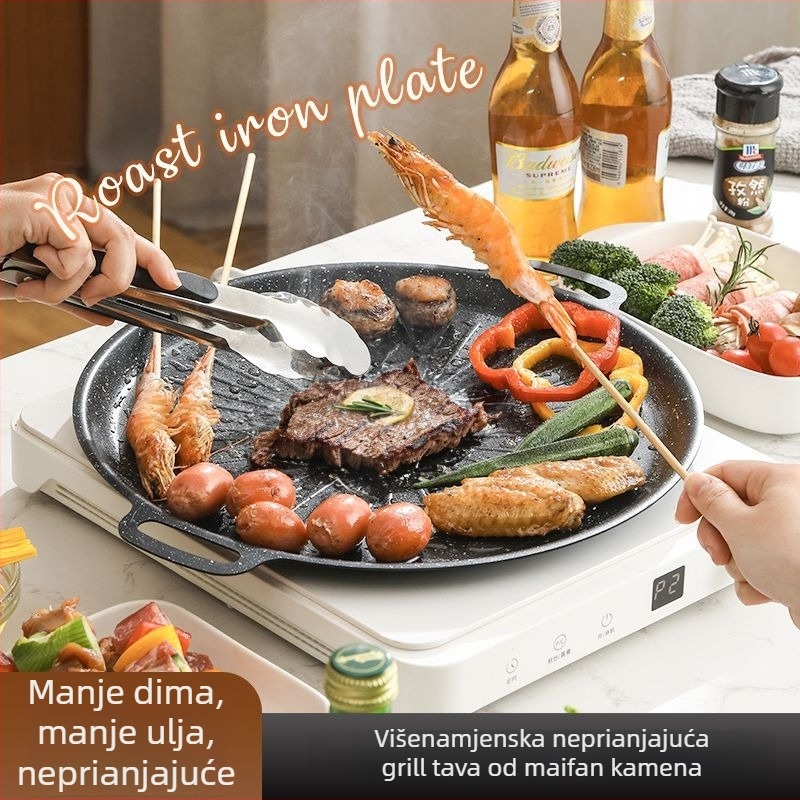 Vanjska ploča za roštilj za kućnu upotrebu, teppanyaki ploča s Maifan kamenjem, kompatibilna s kazetnom pločom i indukcijskom pločom TY6