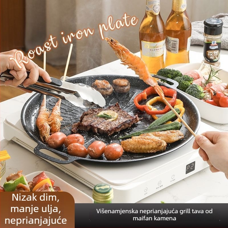 Vanjska ploča za roštilj za kućnu upotrebu, teppanyaki ploča s Maifan kamenjem, kompatibilna s kazetnom pločom i indukcijskom pločom TY6