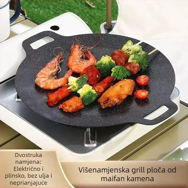 Koreanski Teppanyaki grill tiganj s Maifan kamenom za indukcijske ploče KP55