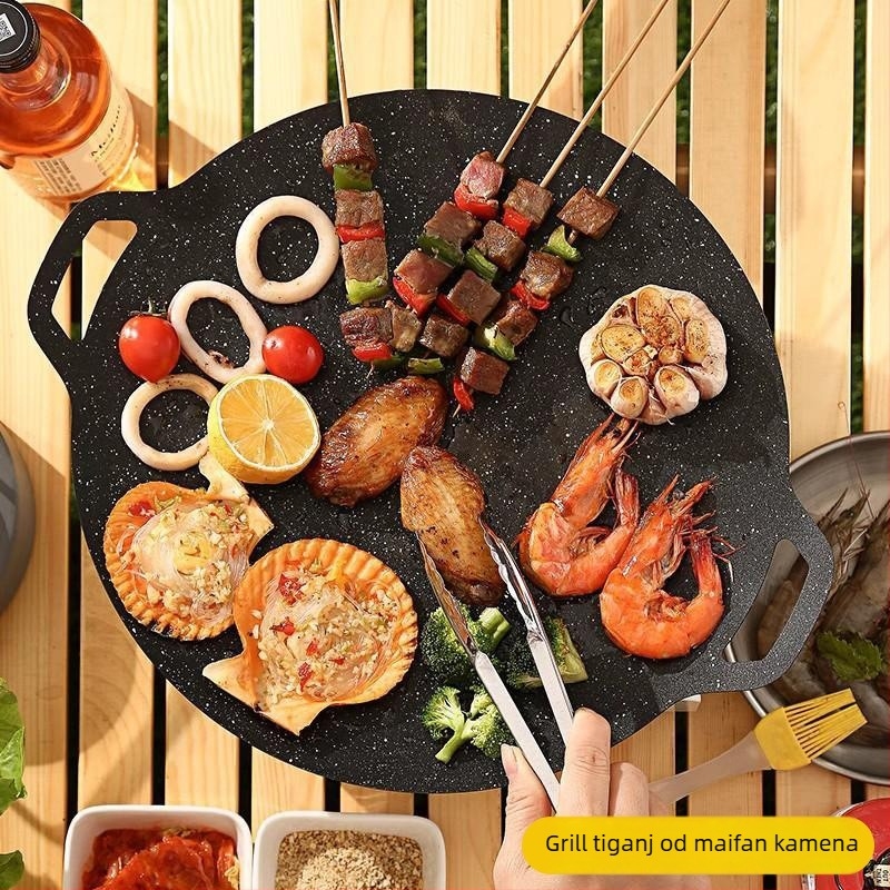 Koreanski Teppanyaki grill tiganj s Maifan kamenom za indukcijske ploče KP55