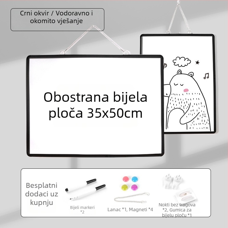 Dvostruka viseća magnetska bijela ploča za ured i dom, edukativna ploča za djecu za pisanje i crtanje, od aluminijeve legure