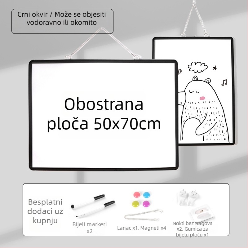 Dvostruka viseća magnetska bijela ploča za ured i dom, edukativna ploča za djecu za pisanje i crtanje, od aluminijeve legure