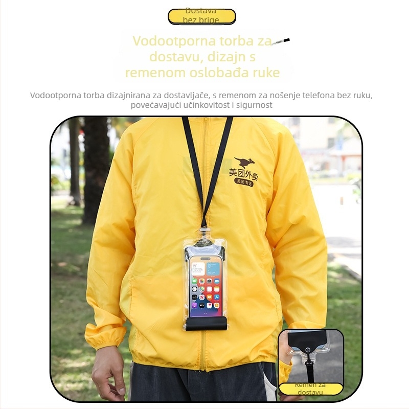 Vodootporna futrola za mobitel za dostavljače, s klipsom za držanje, pristupom dodirnom zaslonu i otvorom za punjenje