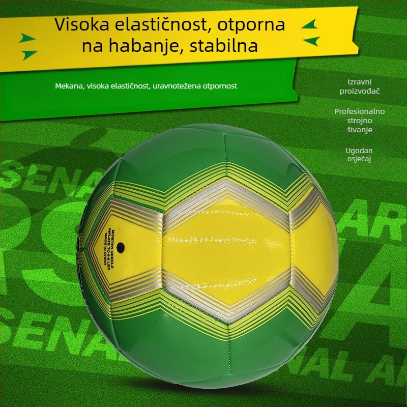 Sjajna PVC nogometna lopta šivena strojem, otporna na habanje, trening lopta veličina 5, crveno i zeleno