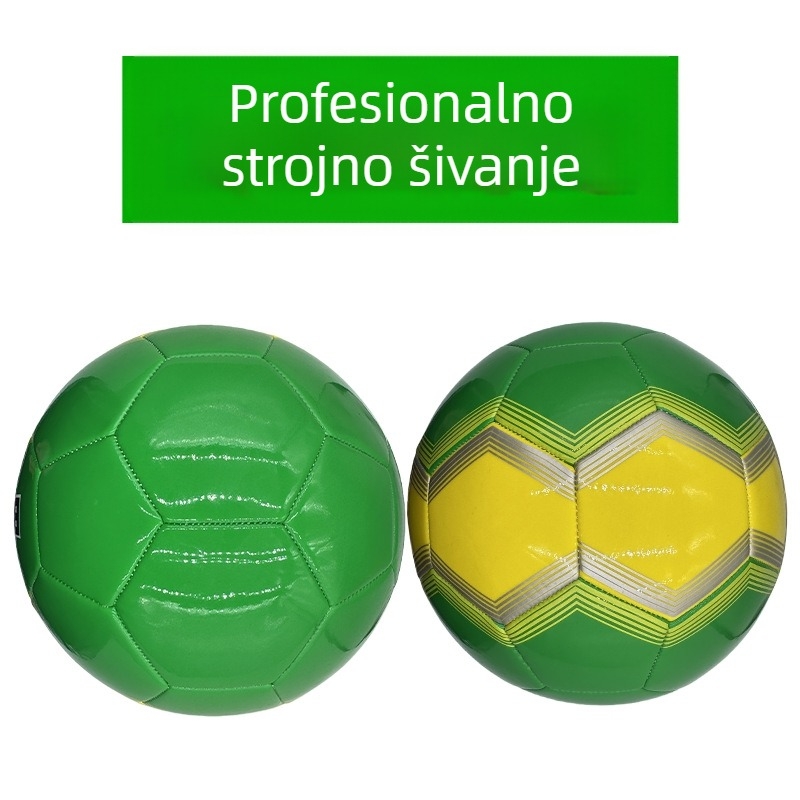 Sjajna PVC nogometna lopta šivena strojem, otporna na habanje, trening lopta veličina 5, crveno i zeleno
