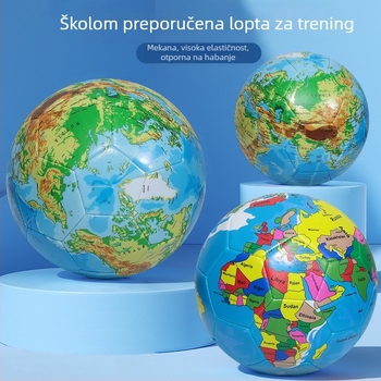 Nogometna lopta s motivom Svjetske mape №5, ojačana, otporna na kidanje, za unutarnje i vanjske treninge, za djecu, veličina 5