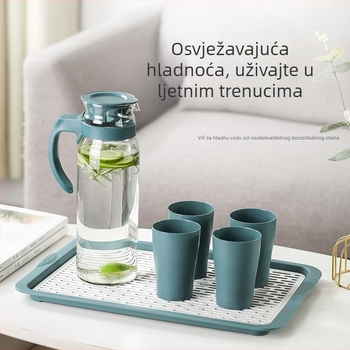Staklena boca za hladnu vodu uz moderan komplet šalice, za kućnu upotrebu, otporna na visoke temperature, pogodna za sok i aromatični čaj