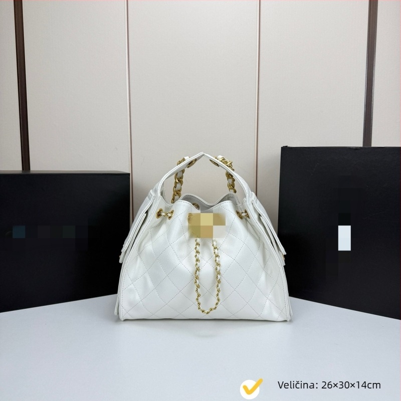 Ljetna torba s romboidnim uzorkom i kavijar teksturom, velika kapaciteta, zatvaranje šnira, lančani remen za rame, crossbody ženska torba