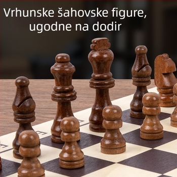 Veliki drveni magnetni šah i dama set s preklopnim pločom – edukativna igra za odrasle i djecu