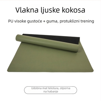 Neklizajuća joga podloga od kokosovih vlakana i PU gume, proširena i debela, tihi apsorber udaraca, 183x80 cm, 5 mm, za kućnu upotrebu i ples.