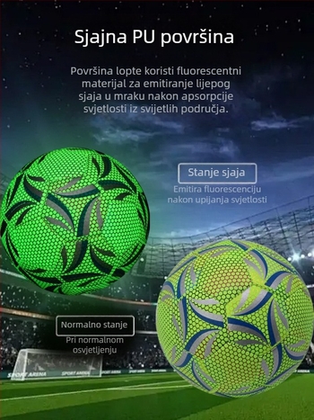 Svjetleća nogometna lopta No.4 za trening i No.5 za mlade i odrasle – noćno svjetlo, šivanje strojem, otporna na habanje