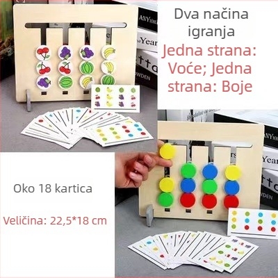 Montessori drvena dvostrana šah igra s četiri boje za ranu edukaciju, potiče logičko razmišljanje i interakciju roditelj-dijete