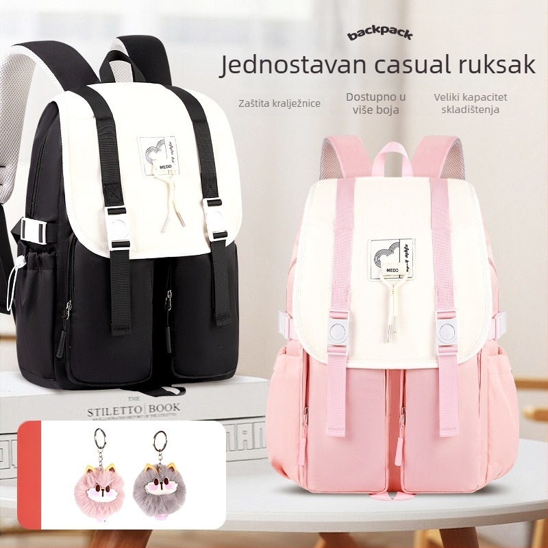 Unisex ruksak za učenike s velikim kapacitetom, platneni vodootporni dnevni ruksak za školu s ergonomskim zakrivljenim naramenicama i zaštitom kralježnice