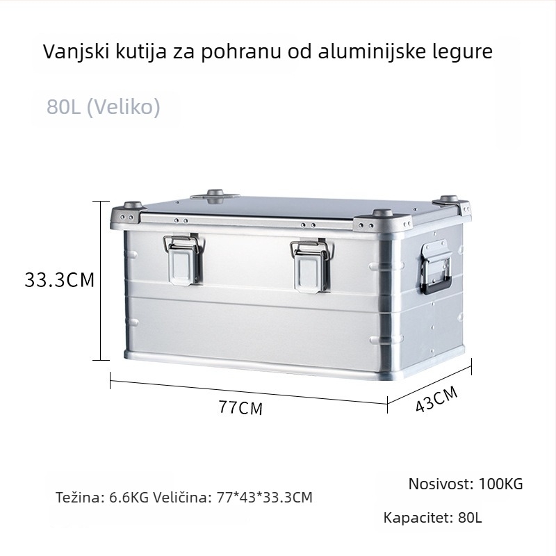 Vanjska kutija za kampiranje od aluminijske legure, velika kapaciteta, praktičan putnički organizator