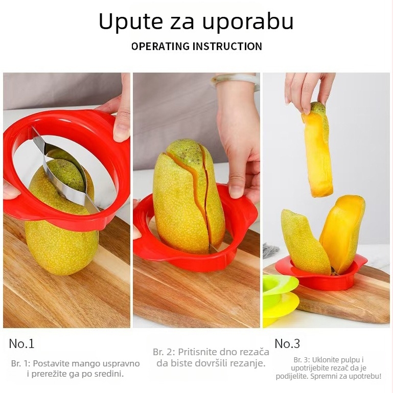Nerđajući čelični mango rezač, alat za rezanje voća s uklanjanjem sjemenki