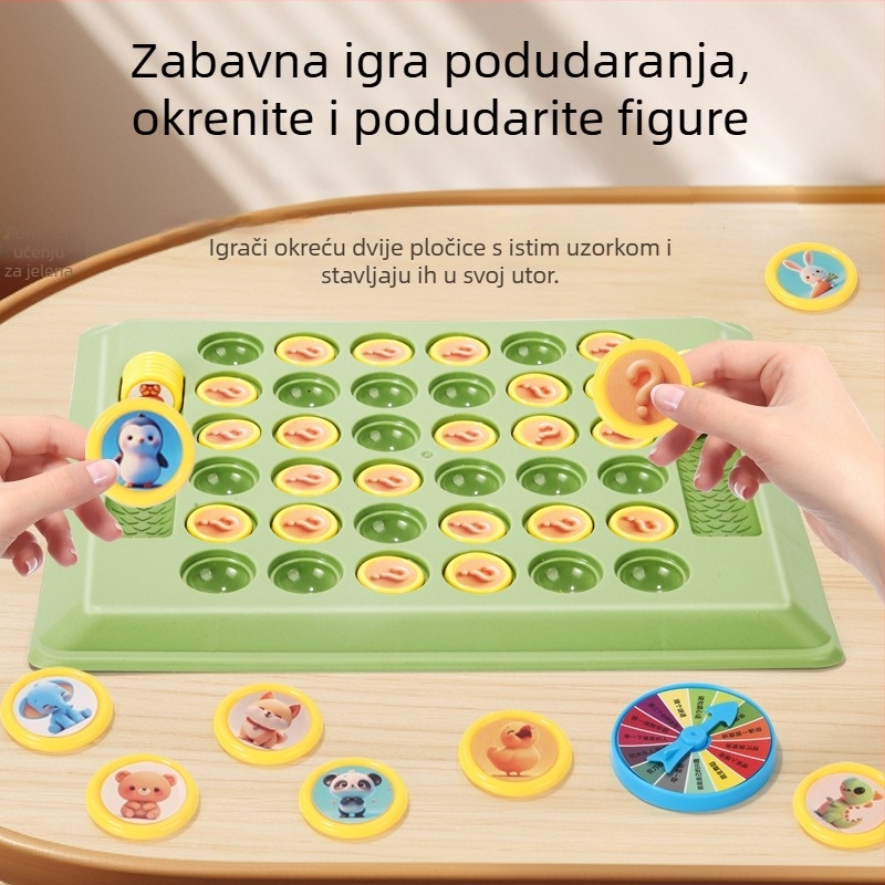 Dječja igra s velikim životinjama – flip memorijska igra za dva igrača, usklađivanje i razvoj pažnje i kognitivnih sposobnosti