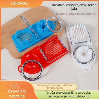 Nehrđajući čelični rezač za jaja s reznom žicom, dvostruka funkcija, za obična jaja i jaja prepelica